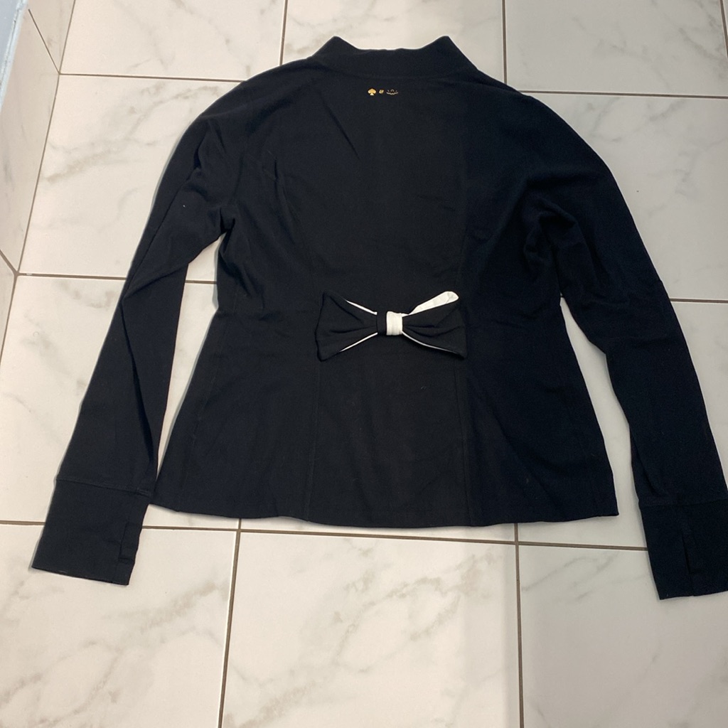 Kate Spade X Beyond Yoga Black Back Blk/ Wht Bow Zip Up Jacket Large